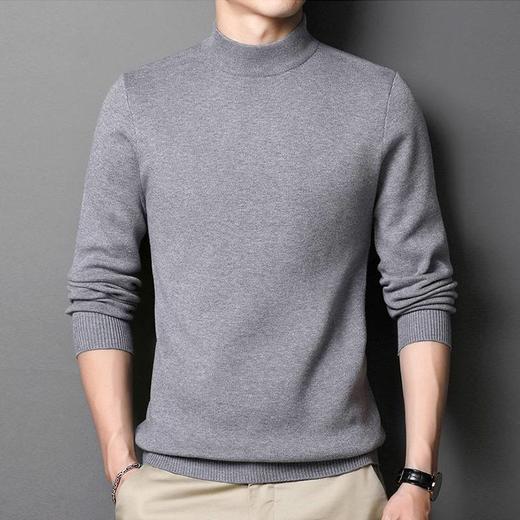圣得西男装秋季新款百搭半高领套头纯色毛衣2362950928 商品图3