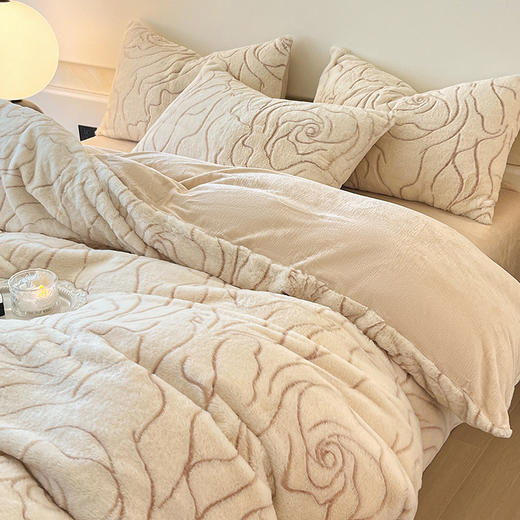 兔毛绒四件套冬天珊瑚绒，加厚牛奶绒被套法兰绒床单CJYJ-066 商品图2