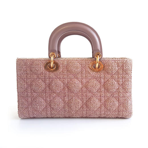 【95新】DIOR迪奥Lady D-Joy系列M0540JLMP_M953中号粉色毛呢D-Joy横版戴妃包手提单肩包女士现售价：14000！081124TH15 商品图4