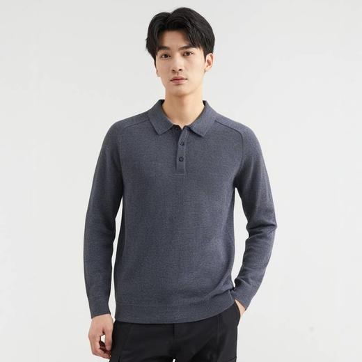 【云雅衫】圣得西男装含桑蚕丝+绵羊毛高弹翻领针织衫2452047317 商品图1