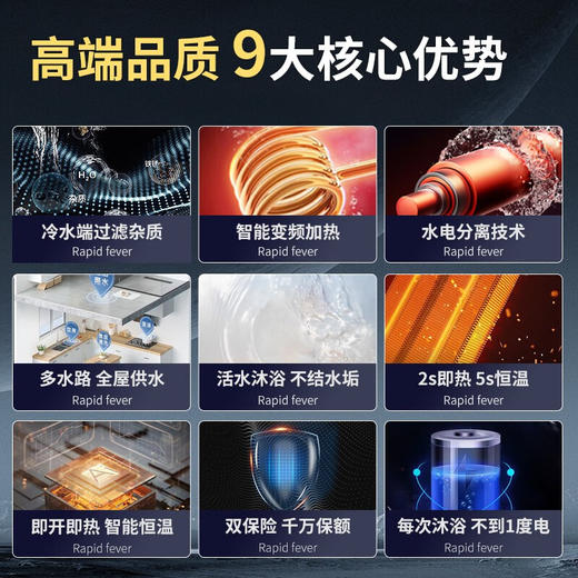 帅领集成集成热水器花洒一体机G20家用即热式免储水智能变频节能速热恒温洗澡大水量过水热电热水器淋浴屏 蓝牙长款石英白+过滤 商品图3