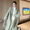 PIANAI冷小姐# 圈圈绒绿色羊驼毛长款六粒扣大衣 商品缩略图1