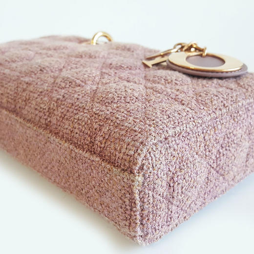 【95新】DIOR迪奥Lady D-Joy系列M0540JLMP_M953中号粉色毛呢D-Joy横版戴妃包手提单肩包女士现售价：14000！081124TH15 商品图7