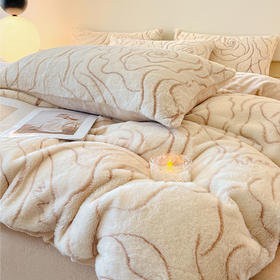 兔毛绒四件套冬天珊瑚绒，加厚牛奶绒被套法兰绒床单CJYJ-066