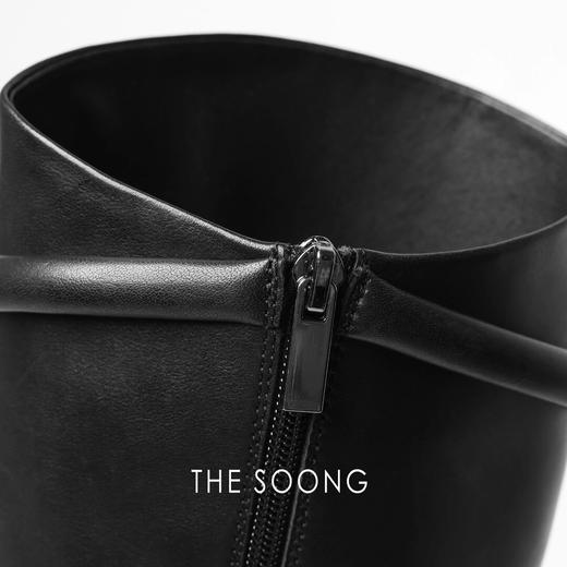 THESOONG"超模骑士靴"小牛皮圆头百搭皮圈高筒靴 HWXZ6012 商品图4