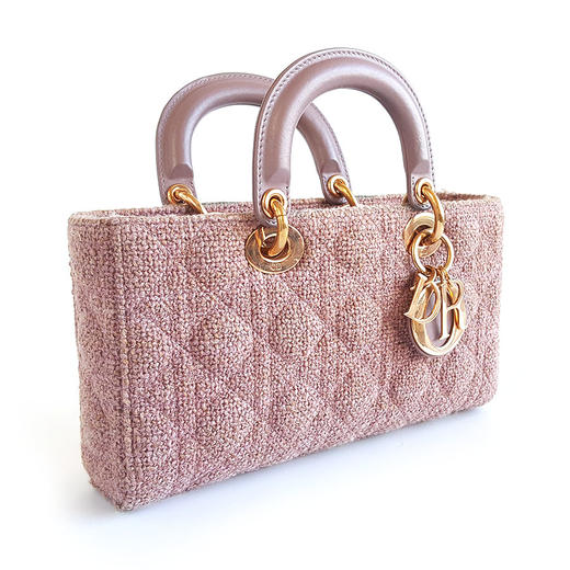 【95新】DIOR迪奥Lady D-Joy系列M0540JLMP_M953中号粉色毛呢D-Joy横版戴妃包手提单肩包女士现售价：14000！081124TH15 商品图2