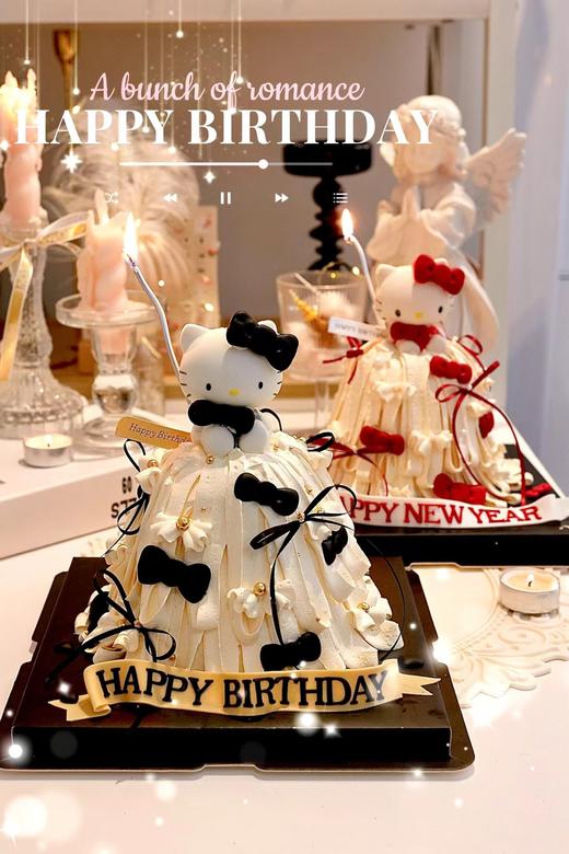【红蝴蝶结Kitty】-翻糖造型-新鲜水果蛋糕 商品图2