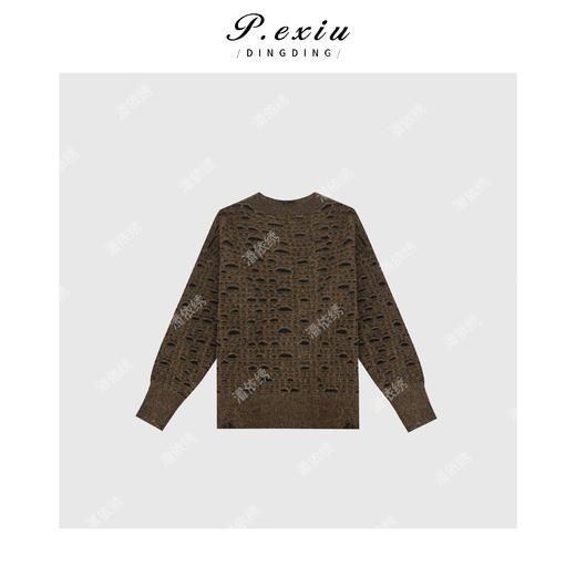 PanYiXiu/潘依绣【时光沙漏】羊-毛镂空慵懒风V领针织开衫 L2509 商品图2
