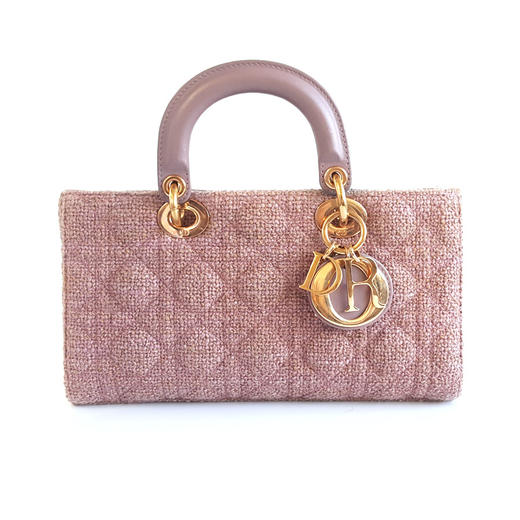 【95新】DIOR迪奥Lady D-Joy系列M0540JLMP_M953中号粉色毛呢D-Joy横版戴妃包手提单肩包女士现售价：14000！081124TH15 商品图0