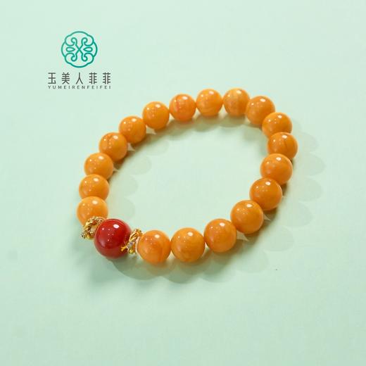 DS925蜜蜡单圈-红花蜡圆珠手串约9 商品图0