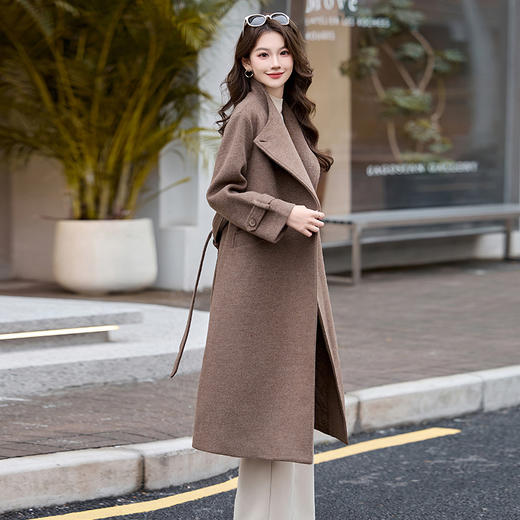 时尚气质翻领，加长款夹棉保暖毛呢外套SSQJRA1020 商品图6