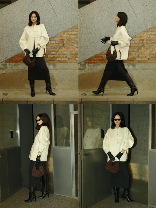 HIDEMI 极简方圆头进口牛皮高筒高跟长靴马靴 黑色牛皮\擦色酒红 商品图3