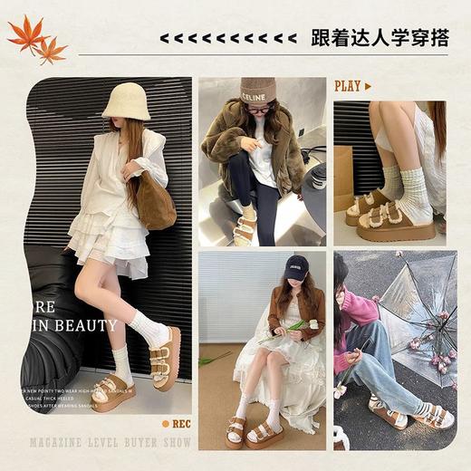 ZHR则则加厚加绒勃肯拖鞋女2024冬季新款高颜值叠穿女鞋厚底棉鞋 商品图9