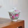 【指间彩】粉彩五桃两蝠两才钟型盖碗满容约130cc 商品缩略图0