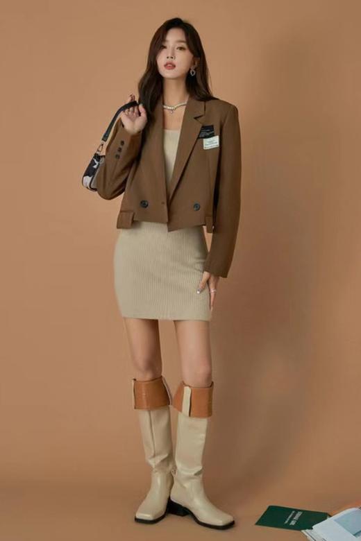 Other Mix 气质方领修身包臀针织连衣裙 14718 商品图2