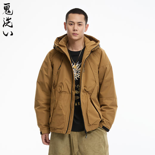 ONIARAI/鬼洗24秋冬轻机能风异形线条裁剪连帽羽绒外套男 B340203 商品图0