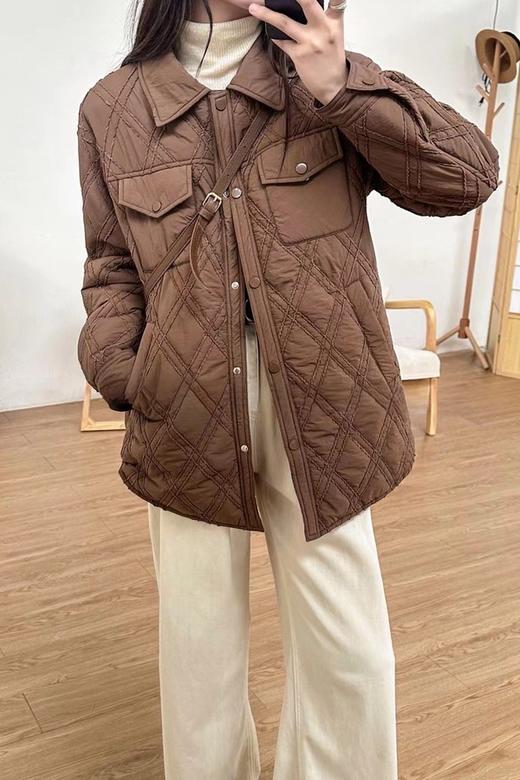 Kai & Kiera 复古美拉德菱格纹翻领棉服外套 19399 商品图1