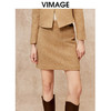VIMAGE纬漫纪冬季新款100%绵羊毛时尚简约高腰包臀显瘦短裙半身裙V2206825 商品缩略图2