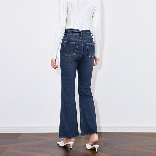 【高货wl】全新升级【铂金会员229/天猫289/差价60】(04631) 洛诗琳复古蝴蝶高级感高腰微喇牛仔裤显高弹力修身喇叭裤 商品图4