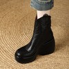 【预售5天】坡跟羊皮厚底短靴秋冬季10cm超高跟鞋子防水台加绒马丁靴女NWS1&N9618 商品缩略图3
