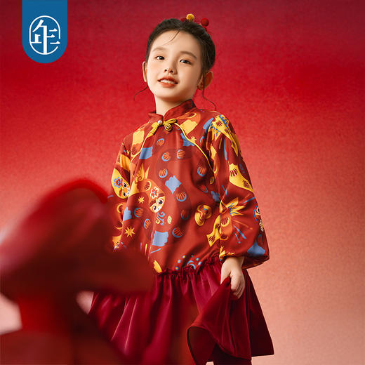 年衣童装旗袍连衣裙女童秋冬中式国风甜美丝绒公主裙子儿童表演服蛇么都美旗袍 商品图0
