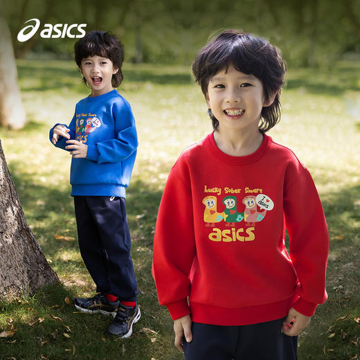 【新年季限定】Asics/亚瑟士童装蛇年主题儿童红色圆领保暖卫衣冬 商品图4
