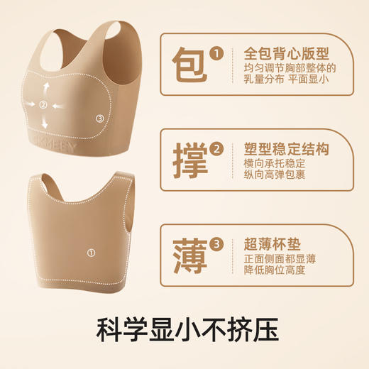 【幸棉】纸片内衣女胸大显小收副乳防下垂背心式大码显瘦无痕隐形文胸24W101118 商品图3