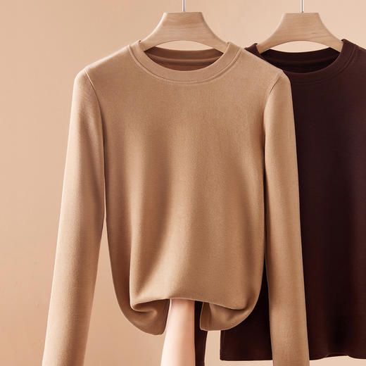 丁摩 羊绒蛋白德绒打底衫春秋新款双面一体绒加厚修身长袖内搭上衣4ZF-202088 商品图2