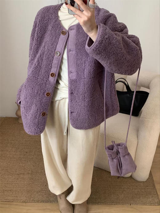 【可穿零度】秋冬新款名媛气质小香风皮毛一体软糯毛绒感外套 商品图2