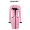 MAXRIENY秋小香风连衣裙撞色针织毛呢修身秋冬(货号:MS88DR510) 商品缩略图4