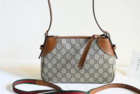 古驰Emblem可调节肩带拉链开合字母图案涂层帆布手提单肩包（HH）