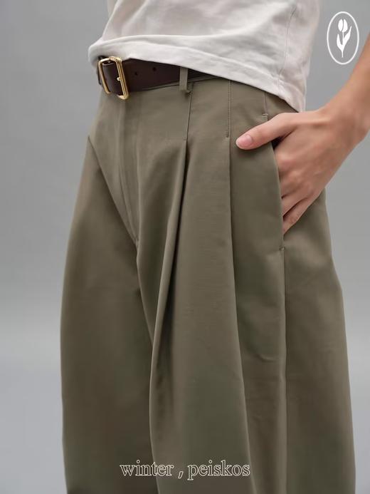 shyshystill/shy202408072/双褶皱宽松修饰腿部线条棉质阔腿裤 商品图3