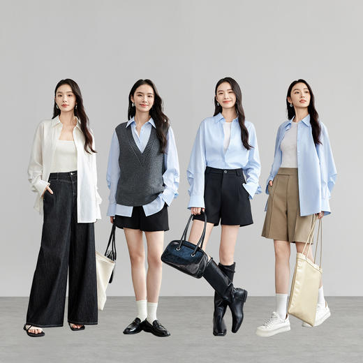 【内购】玫瑰花章仔通勤系列莱赛尔混纺褶皱长袖宽松H版型气质衬衫-58039 商品图1