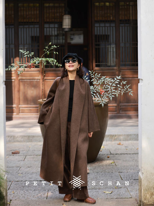 PETIT SCHAN小闪 CLO#641 Vienna 维也纳 羊毛蚕丝双面呢腰带浴袍式大衣 商品图3