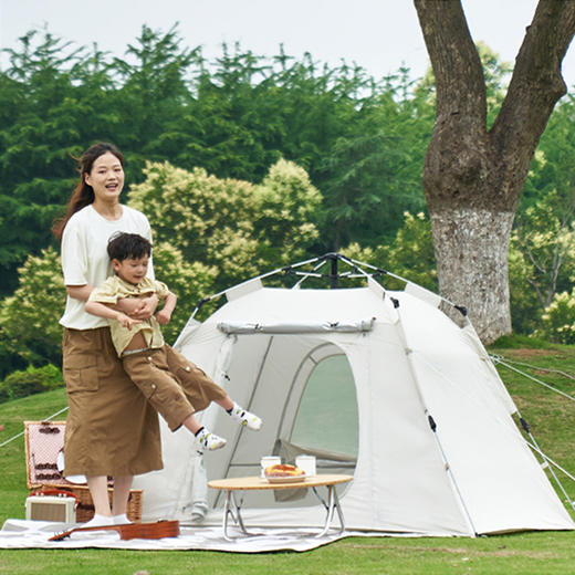 零动130 户外公园露营自动速开防晒休闲亲子帐篷晨雾白NX23561011 商品图3
