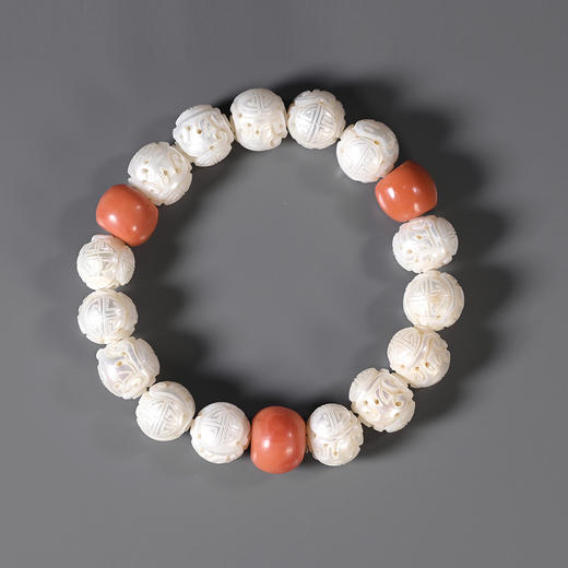 清代宫廷风团寿纹珍珠“红颜”手串 商品图0