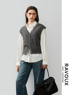 263099906V领马甲羊绒开衫