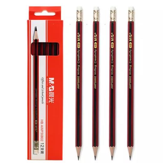 晨光AWP30802木杆铅笔红黑抽条六角杆HB学生考试铅笔美术素描绘图木质铅笔12支/盒 商品图2