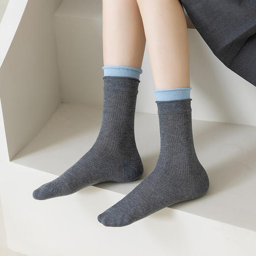 弗利少女袜子女秋冬中长筒袜精梳棉羊绒多巴胺街头日系刺绣潮流袜 商品图7