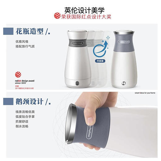 摩飞便携式电热水壶MR6090白灰 商品图2