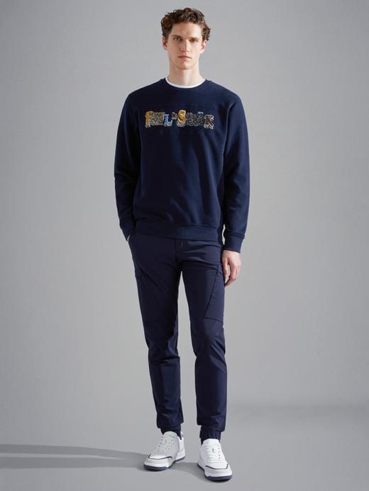 鲨鱼 2024冬季新款 男士 彩色字母标运动圆领套头卫衣 PSS165 商品图2