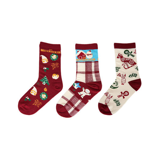 大英博物馆圣诞系列提花袜子中筒袜红色 格纹提花袜子中筒袜 盖亚安德森猫系列提花袜子中筒袜米色 商品图4