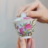 【指间彩】粉彩五桃两蝠两才钟型盖碗满容约130cc 商品缩略图1