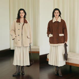 （小眠专属）HeyDress翻领皮毛一体外套女冬季复古两面穿羊羔绒加厚皮草大衣