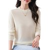 48针精纺超细纯羊毛可机洗羊毛衫女薄款时尚半高领套头长袖毛衣 商品缩略图4