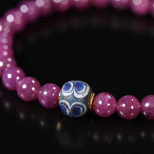 腓尼基蜻蜓眼琉璃珠+民国天然红宝石手串 商品图5