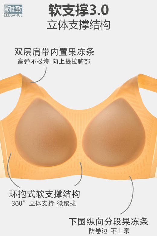 【U领背心款/吊带背扣款】果冻胶软支撑3.0半固定杯内衣 柔软无钢圈设计 裸感透气，加宽肩带一点也不勒！RM-308BT/RM-309CG 商品图2