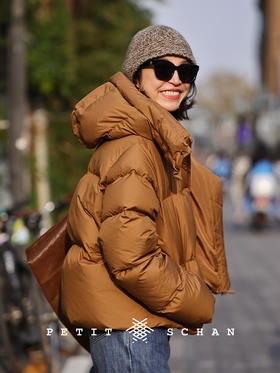 PETIT SCHAN小闪 CLO#640 Wutong 梧桐 90白鸭绒连帽短款面包羽绒服外套