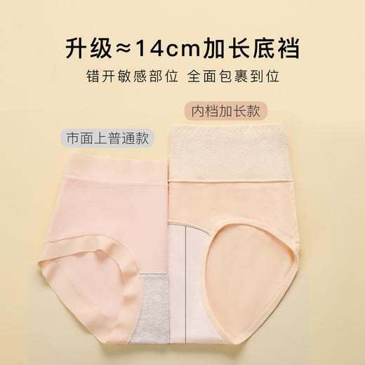 撞色大码高腰内裤4条装100%纯棉抑菌裆大包臀不卷边高弹内裤2007撞色高腰内裤4条装 商品图2
