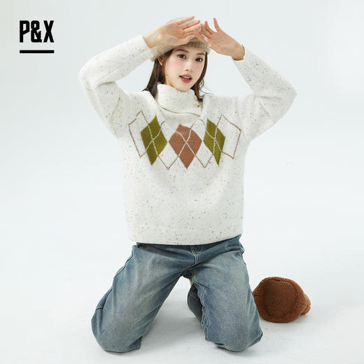 P&X设计师女装套头休闲短款毛衣824418180 花色 商品图2